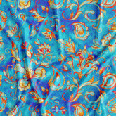 Bright Blue Paisley Printed Fabric Manufacturer India